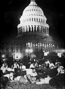 Bonus Army protesters camped outside the Capitol building awaiting a Senate a vote on the bonus bill